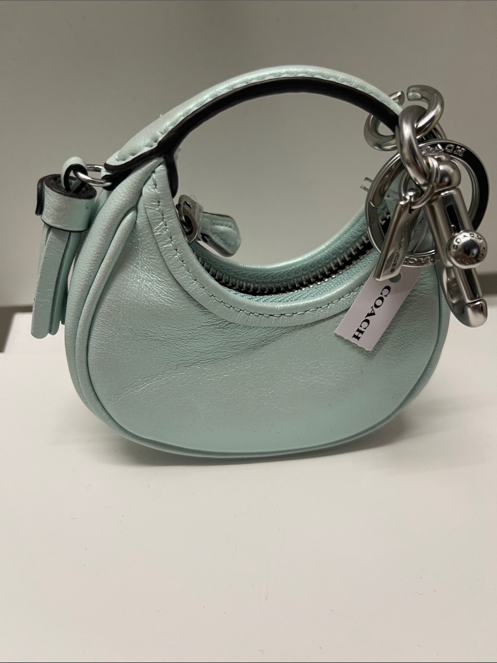 Coach Mini Carmen Crescent Keychain Bag - Mint iridescent - Picture 4 of 6
